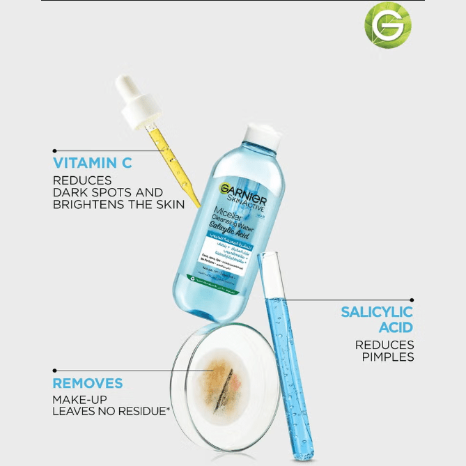 Garnier Skinactive Micellar Cleansing Water With Salicylic Acid, 400Ml