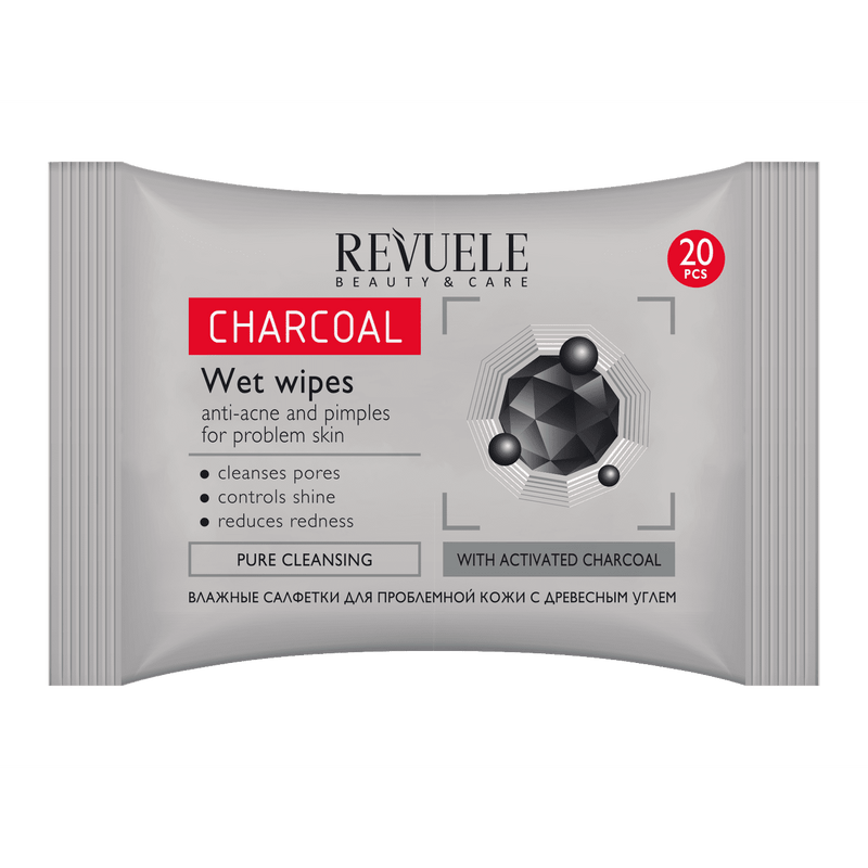 BISOO-REVUELE-WET WIPES CHARCOAL ANTI-ACNE AND PIMPLES FOR PROBL