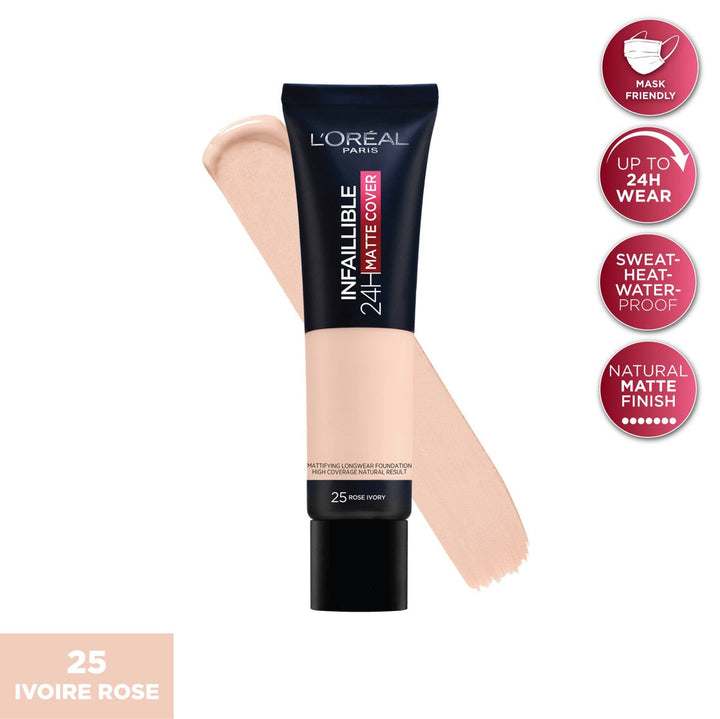 BISOO - LOREAL PARIS - INFAILLIBLE 24H MATTE COVER FOUNDATION- 25 ROSE IVORY