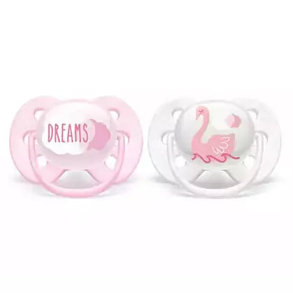 BISOO - AVENT - 2 DECO ULTRA SOFT SOOTHERS 0 6M PINK