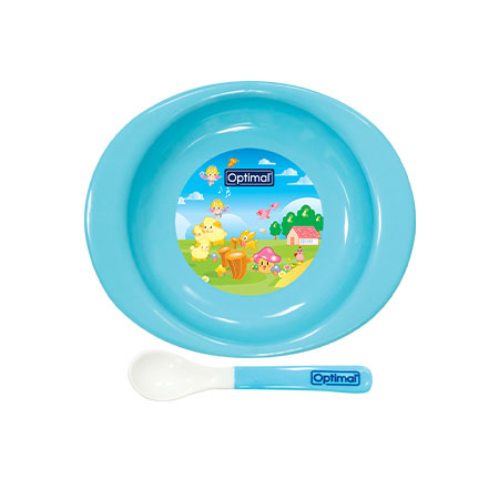 BISOO - OPTIMAL - SOLID BODY FEEDING PLATE WITH SOFT TIP SPOON