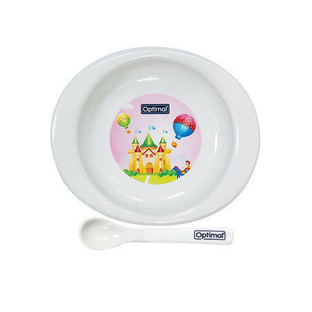 BISOO - OPTIMAL - SOLID BODY FEEDING PLATE WITH SOFT TIP SPOON