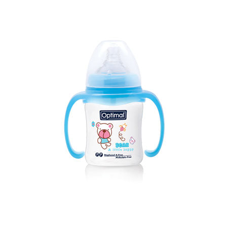 BISOO - OPTIMAL - P.P. WIDE NECK FEEDING BOTTLE WITH HANDLE 180ML