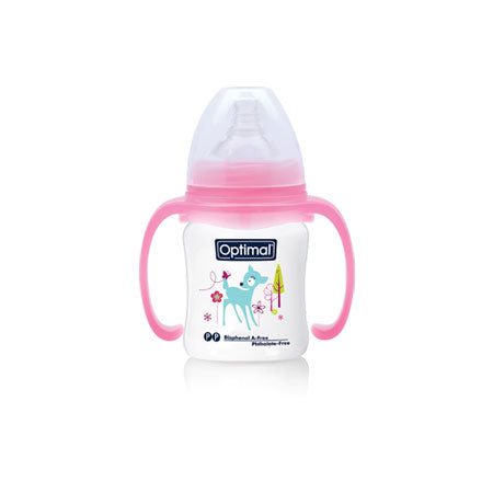 BISOO - OPTIMAL - P.P. WIDE NECK FEEDING BOTTLE WITH HANDLE 180ML