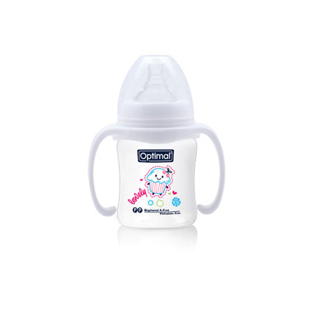 BISOO - OPTIMAL - P.P. WIDE NECK FEEDING BOTTLE WITH HANDLE 180ML