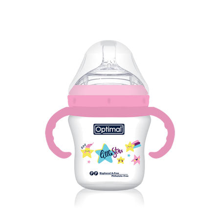 BISOO - OPTIMAL - P.P. EXTRA WIDE NECK FEEDING BOTTLE WITH HANDLE 6+ 210ML