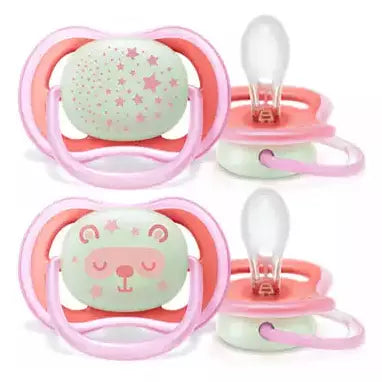 BISOO - AVENT - 2 ULTRA AIR NIGHT TIME SOOTHERS 6 18M PINK