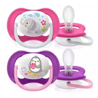 BISOO - AVENT - 2 DECO ULTRA SOFT SOOTHERS 6 18M ANIMAL GIRL