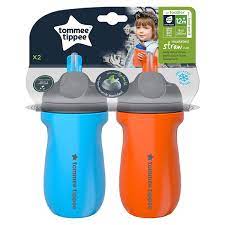 BISOO - TOMMEE TIPPEE - INSULATED STRAW TODDLER BOTTLE 2X 9OZ BLUE ORANGE