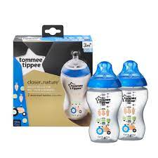 BISOO - TOMMEE TIPPEE - CLOSER TO NATURE DECORATED ANTI-COLIC VALVE BOTTLE 3M+ 2X 340ML BLUE