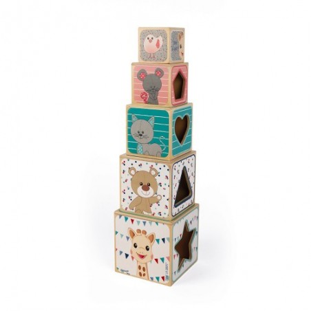 BISOO - JANOD - SOPHIE LA GIRAFE 5 BLOCK WOODEN